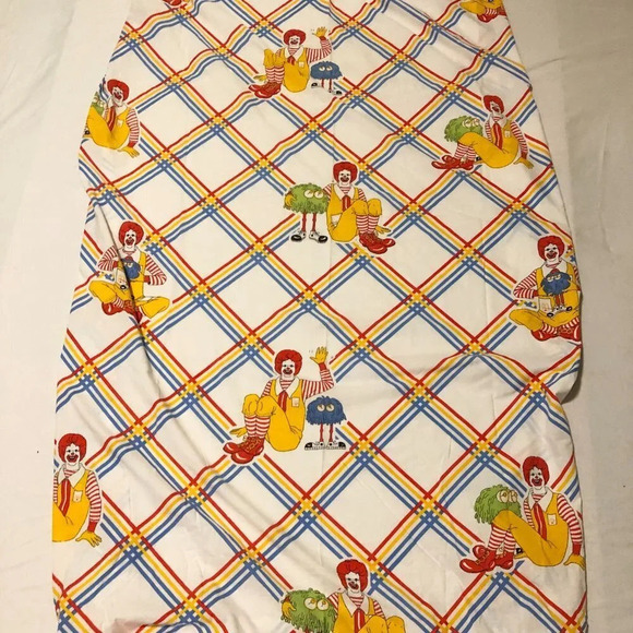 Vintage 1978 McDonalds Flat and Fitted Twin Bed Sheet Ronald McDonald - Picture 2 of 16